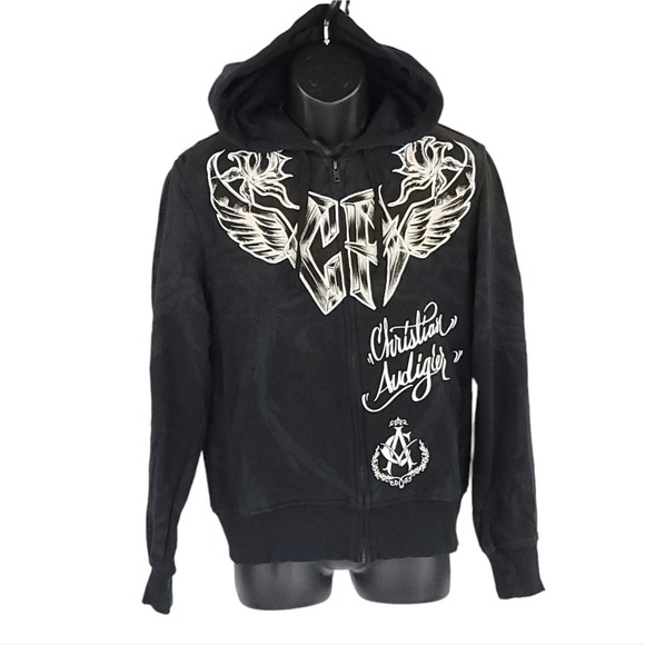 Christian Audigier Other - NWOT Christian Audigier Zip Up Hoodie Distressed Grunge LA